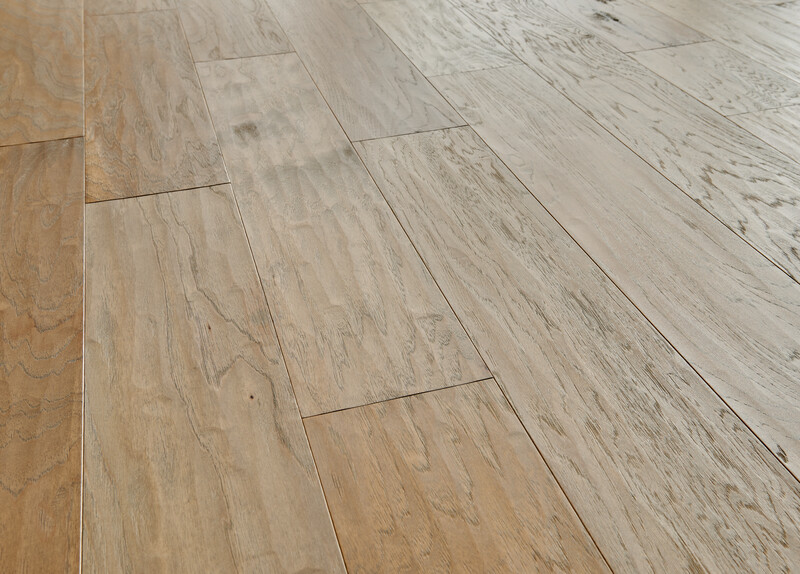 Close up of a hand-scraped hardwood floor